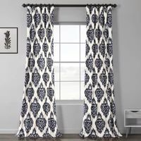 Exclusive Fabrics & Furnishing Ikat Printed Cotton Energy Saving Light-Filtering Rod Pocket Back Tab Single Curtain Panel