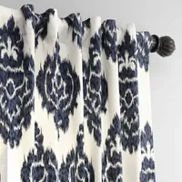 Exclusive Fabrics & Furnishing Ikat Printed Cotton Energy Saving Light-Filtering Rod Pocket Back Tab Single Curtain Panel