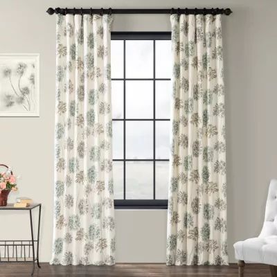 Exclusive Fabrics & Furnishing Allium Printed Cotton Light-Filtering Rod Pocket Back Tab Single Curtain Panel