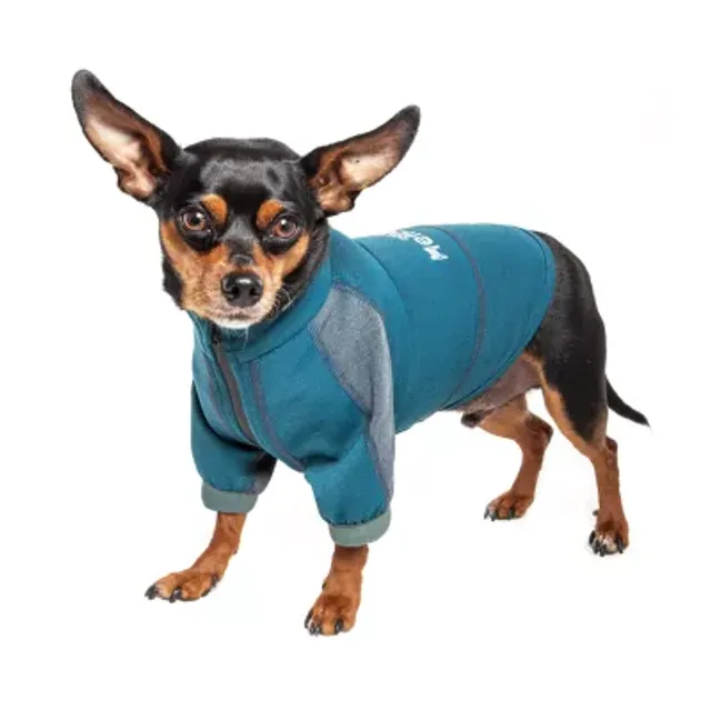 Dog Helios 'Namastail' Lightweight 4-Way Stretch Breathable Full Bodied Performance Yoga Dog Hoodie Tracksuit - Blue - Medium