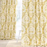 Exclusive Fabrics & Furnishing Lacuna Printed Cotton Energy Saving Light-Filtering Rod Pocket Back Tab Single Curtain Panel