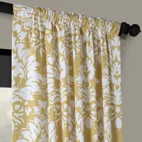 Exclusive Fabrics & Furnishing Lacuna Printed Cotton Energy Saving Light-Filtering Rod Pocket Back Tab Single Curtain Panel