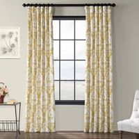 Exclusive Fabrics & Furnishing Lacuna Printed Cotton Energy Saving Light-Filtering Rod Pocket Back Tab Single Curtain Panel