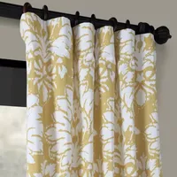 Exclusive Fabrics & Furnishing Lacuna Printed Cotton Energy Saving Light-Filtering Rod Pocket Back Tab Single Curtain Panel