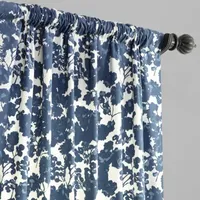 Exclusive Fabrics & Furnishing Fleur Printed Cotton Energy Saving Light-Filtering Rod Pocket Back Tab Single Curtain Panel