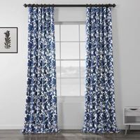 Exclusive Fabrics & Furnishing Fleur Printed Cotton Energy Saving Light-Filtering Rod Pocket Back Tab Single Curtain Panel