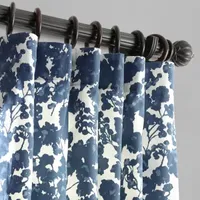 Exclusive Fabrics & Furnishing Fleur Printed Cotton Energy Saving Light-Filtering Rod Pocket Back Tab Single Curtain Panel