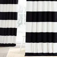 Exclusive Fabrics & Furnishing Horizontal Stripe 100% Cotton Energy Saving Light-Filtering Rod Pocket Back Tab Single Curtain Panel