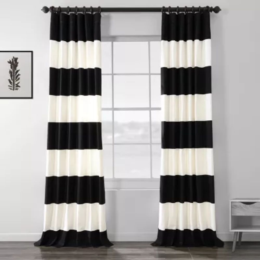 Exclusive Fabrics & Furnishing Horizontal Stripe 100% Cotton Energy Saving Light-Filtering Rod Pocket Back Tab Single Curtain Panel