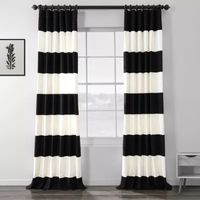 Exclusive Fabrics & Furnishing Horizontal Stripe 100% Cotton Energy Saving Light-Filtering Rod Pocket Back Tab Single Curtain Panel