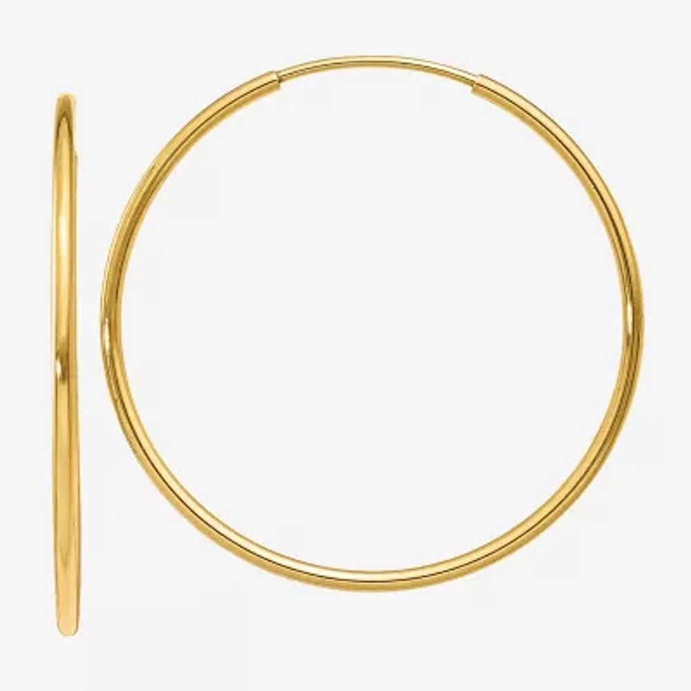 14K Gold 30mm Round Hoop Earrings