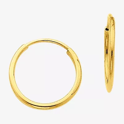 14K Gold 11mm Round Hoop Earrings