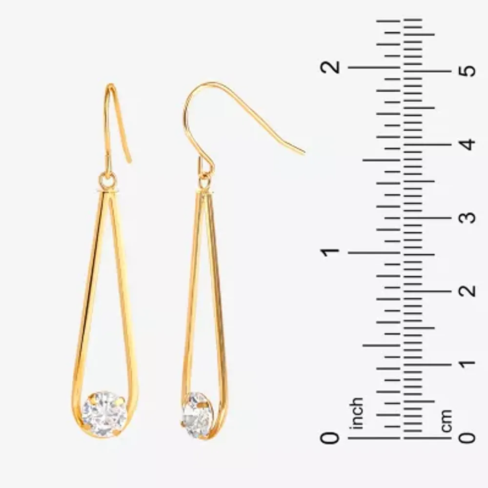 White Cubic Zirconia 14K Gold Drop Earrings