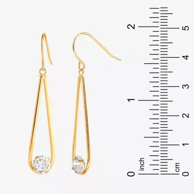 White Cubic Zirconia 14K Gold Drop Earrings