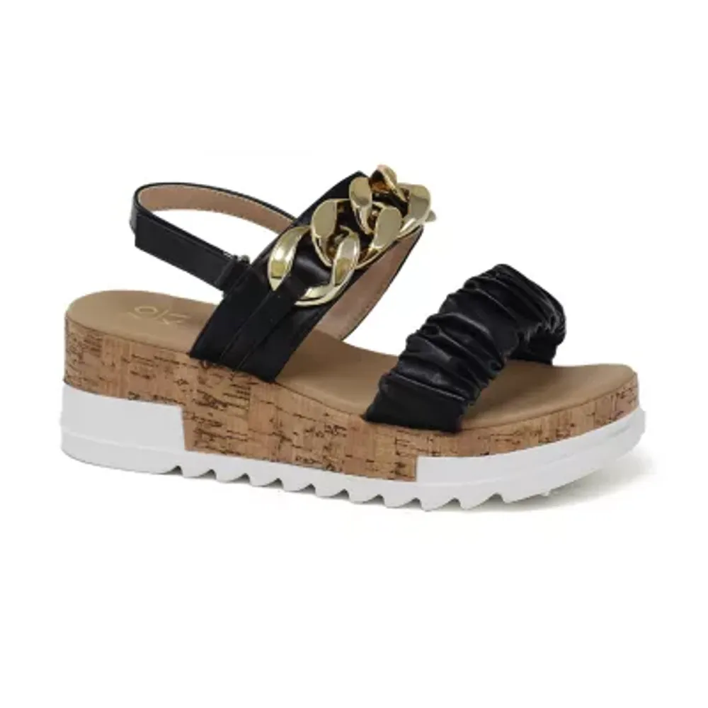 Wide Fit Black Leather-Look Cross Strap Footbed Sandals | New Look