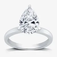 (G / VS2) Womens 3 CT. T.W. Lab Grown White Diamond 14K Gold Pear Solitaire Engaement Ring