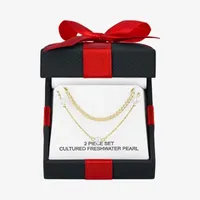 Yes, Please! Womens 2-pc. White Cultured Freshwater Pearl 14K Gold Over Silver Sterling Silver Necklace Set