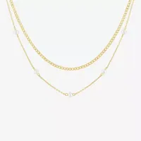 Yes, Please! Womens 2-pc. White Cultured Freshwater Pearl 14K Gold Over Silver Sterling Silver Necklace Set