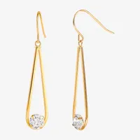 White Cubic Zirconia 14K Gold Drop Earrings