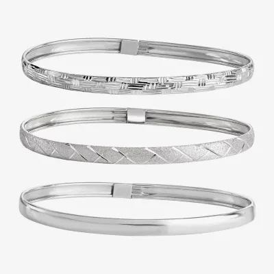 Sterling Silver Triple Bangle Bracelet Set