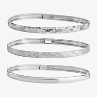 Sterling Silver Triple Bangle Bracelet Set