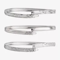 Sterling Silver Triple Bangle Bracelet Set