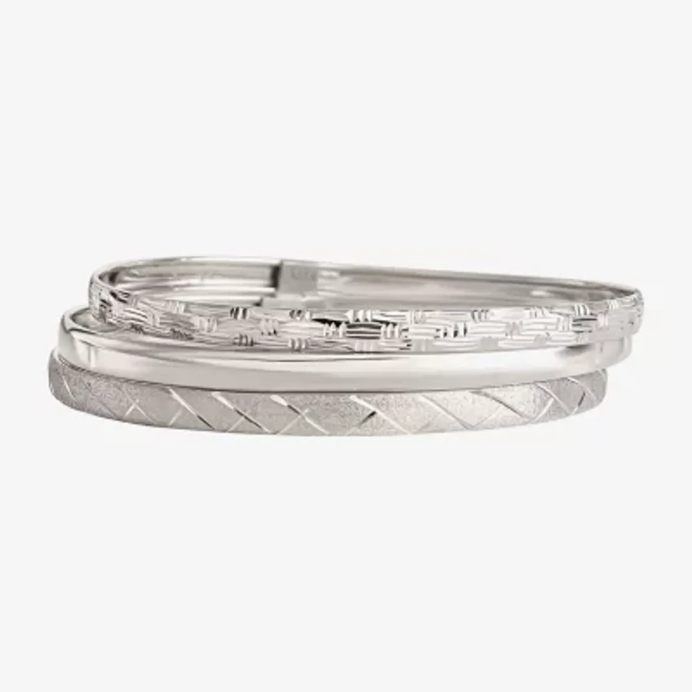 Sterling Silver Triple Bangle Bracelet Set