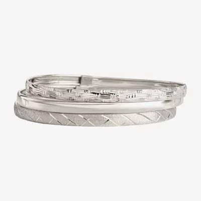 Sterling Silver Triple Bangle Bracelet Set