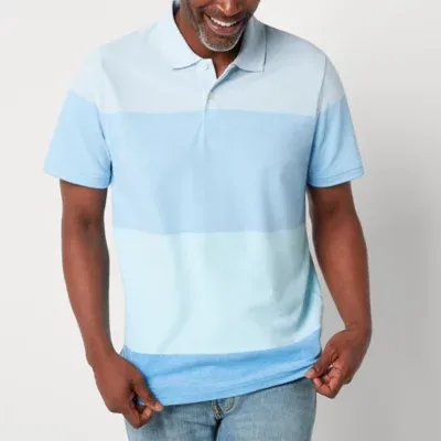 St. John's Bay Oxford Stripe Mens Classic Fit Short Sleeve Polo Shirt
