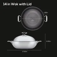 Circulon Steelshield Stainless Steel 14" Wok with Lid