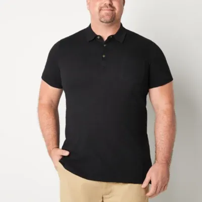 mutual weave Big and Tall Mens Classic Fit Easy-on + Easy-off Adaptive Short Sleeve Pocket Polo Shirt