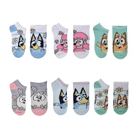 Little & Big Girls 6 Pair Bluey No Show Socks