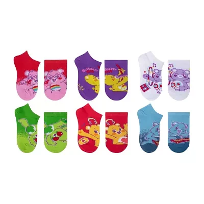 Little & Big Girls 6 Pair Care Bears No Show Socks