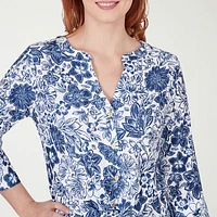 Hearts Of Palm Womens 3/4 Sleeve Regular Fit Button-Down Shirt