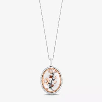 Enchanted Disney Fine Jewelry Womens 1/5 CT. Genuine White Quartz 14K Rose Gold Over Silver Mulan Pendant Necklace