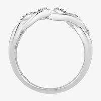 Enchanted Disney Fine Jewelry Womens 1/6 CT. T.W. Natural White Diamond Sterling Silver Brave Crossover Cocktail Ring