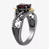 Enchanted Disney Fine Jewelry Villains Womens 1/8 CT. T.W. Genuine Red Garnet 14K Gold Over Silver Evil Queen Cocktail Ring