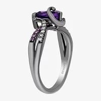 Enchanted Disney Fine Jewelry Villains Womens 1/10 CT. T.W. Genuine Purple Amethyst Sterling Silver The Little Mermaid Ursula Crossover Cocktail Ring