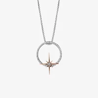 Star Wars Fine Jewelry Guardians Of Light Womens 1/10 CT. Natural White Diamond 10K Rose Gold Sterling Silver Circle 17 1/2 Inch Pendant Necklace