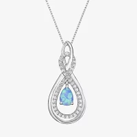 Womens Lab Created Opal Sterling Silver Pendant Necklace