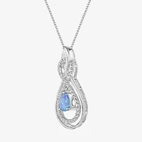 Womens Lab Created Opal Sterling Silver Pendant Necklace