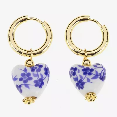 Bijoux Bar Gold Tone Heart Drop Earrings
