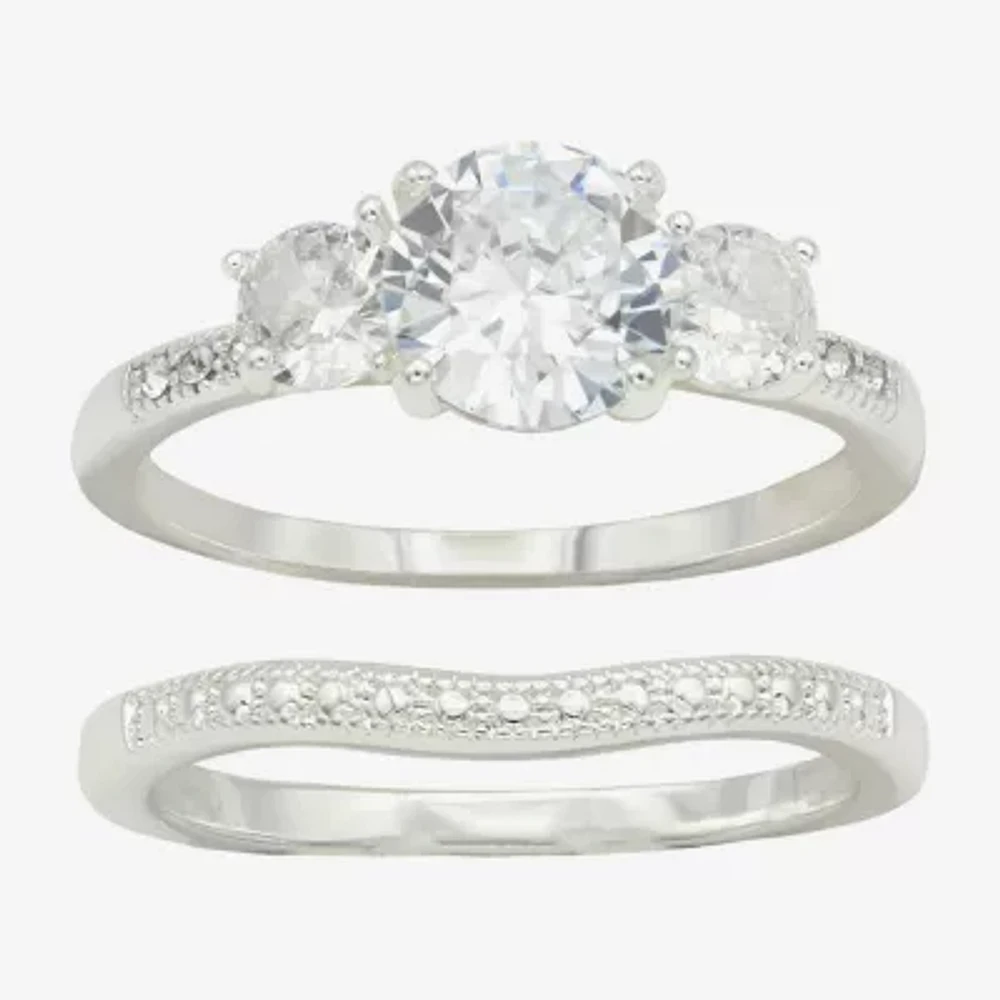 Sparkle Allure 2-pc. Cubic Zirconia Pure Silver Over Brass Round Ring Sets