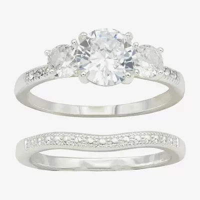 Sparkle Allure 2-pc. Cubic Zirconia Pure Silver Over Brass Round Ring Sets
