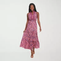 London Style Womens Sleeveless Floral Maxi Dress