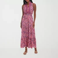 London Style Womens Sleeveless Floral Maxi Dress