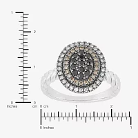 Womens 1/2 CT. T.W. Natural Multi Color Diamond Sterling Silver Round Halo Cocktail Ring