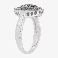 Womens 1/2 CT. T.W. Natural Multi Color Diamond Sterling Silver Round Halo Cocktail Ring