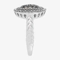 Womens 1/2 CT. T.W. Natural Multi Color Diamond Sterling Silver Round Halo Cocktail Ring