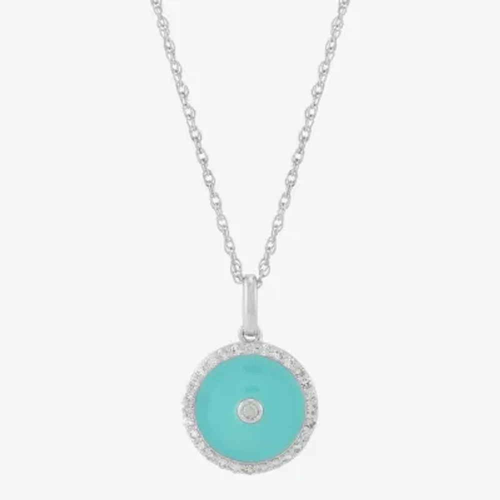 Womens 1/5 CT. Natural White Diamond Sterling Silver Round 18 Inch Pendant Necklace